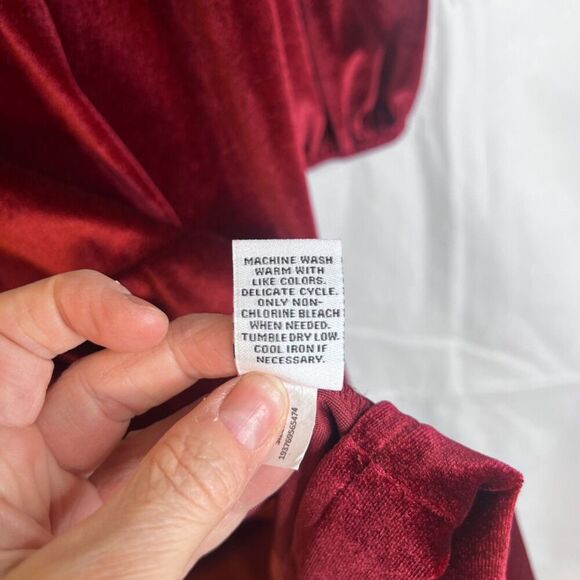 Ophelia Roe Red Velvet Velour Long Sleeve Aline Tiered Ruffle Dress Size Small - Picture 5 of 13